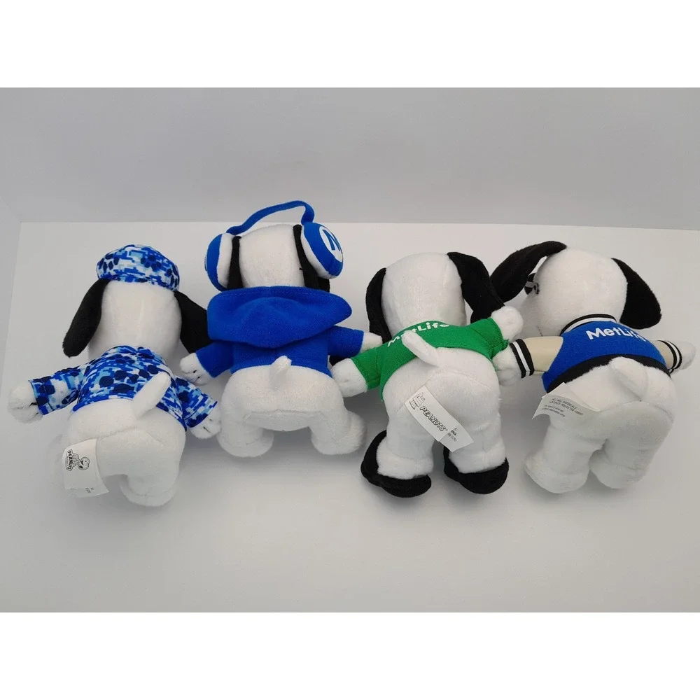 Lot of 4 MetLife Peanuts Snoopy Plush Stuffed Animals Hoodie Camo Varsity 5
